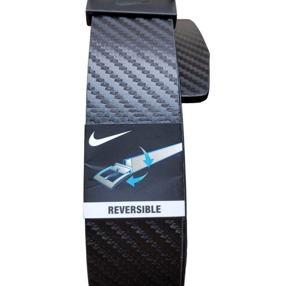 NIKE MENS LEATHER TEXTURED‎ REVERSIBLE GOLF BELT BLACK/WHITE SIZE:  40 - Picture 3 of 5